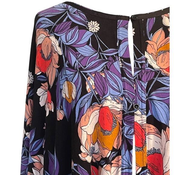 Free People Keepin On Top Womens Size XS Black Multicolor Floral Oversized Boho - Picture 3 of 13